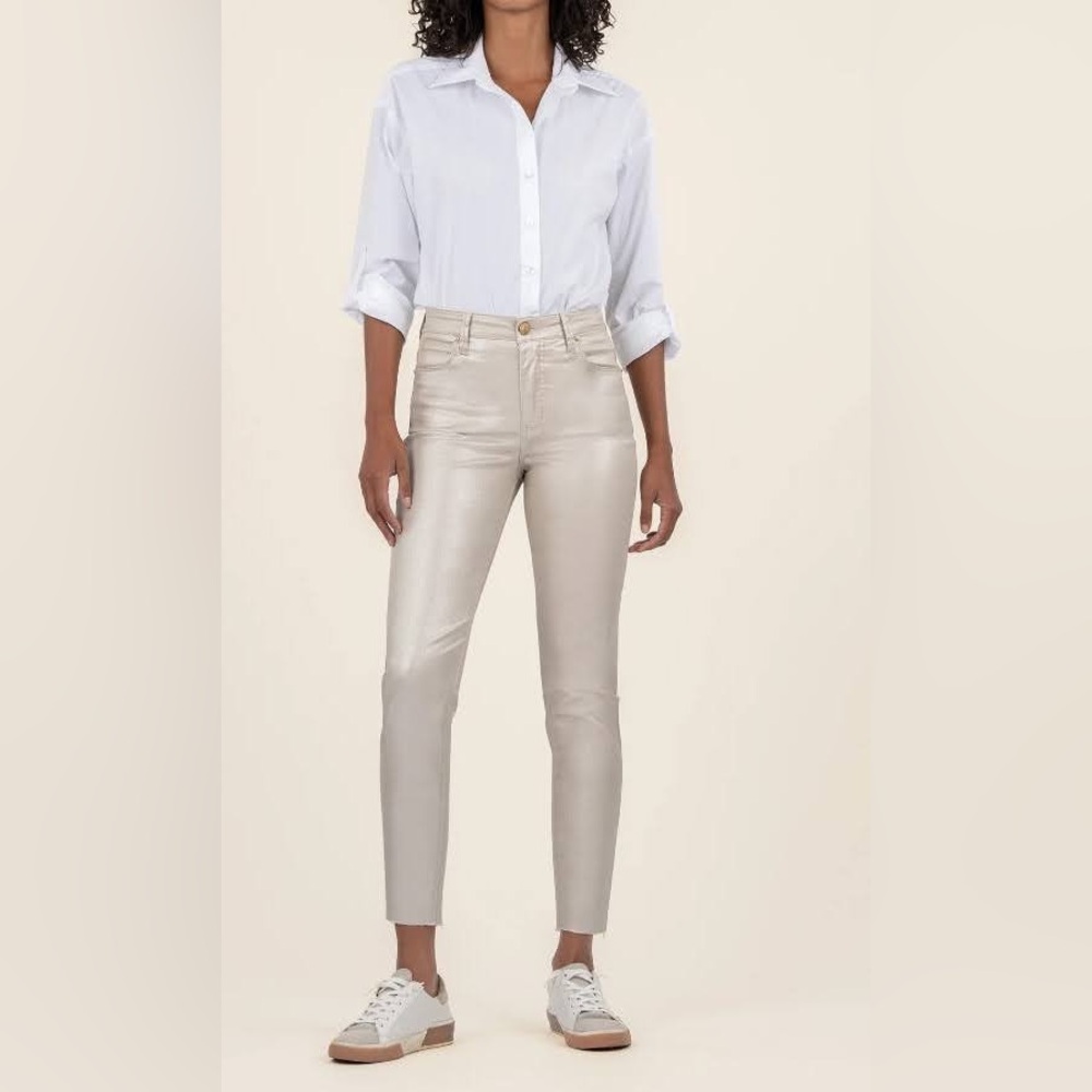 Kut from the Kloth - Charlize Coated High Rise Cigarette Leg - Rose Gold